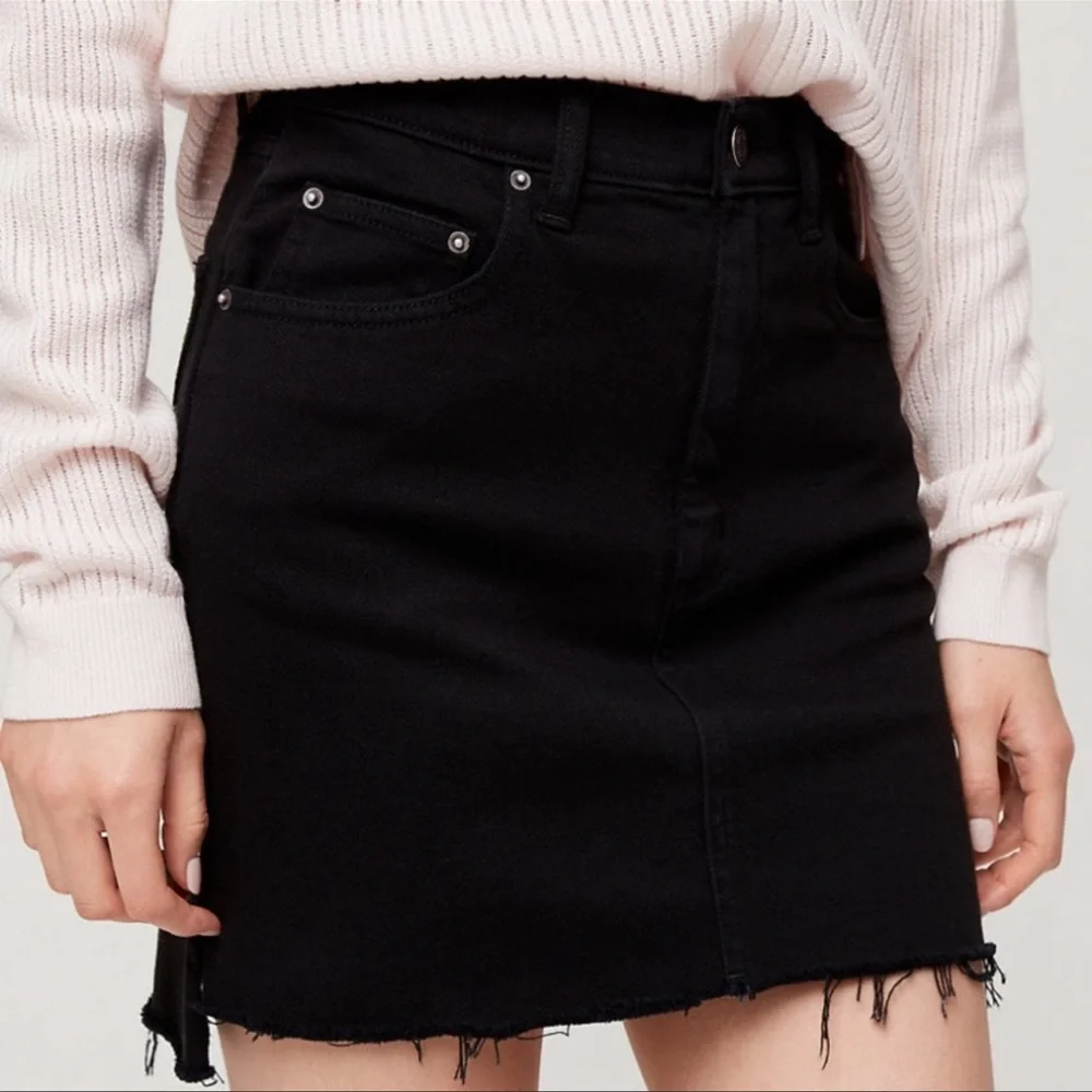 Wilfred Free‎ Tanit Denim Skirt Faded Black Raw Hem